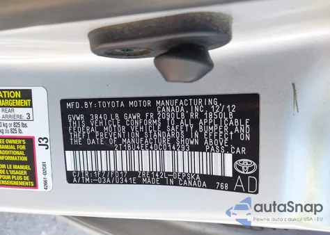 2013 Toyota Corolla S from USA, damaged, VIN 2T1BU4EE4DC014293